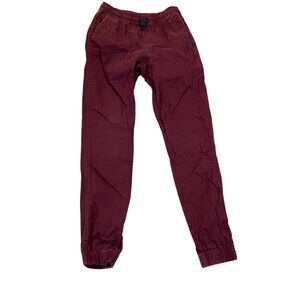 Faded Glory Women's Jogger Pants Small (28-30) Burgundy Pull On Tapered Casual